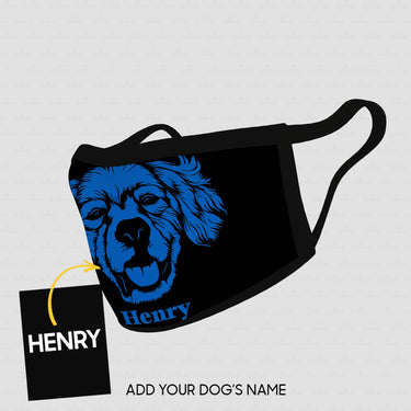 Personalized Dog Gift Idea - Blue Dog With Big Ears For Dog Lovers - Cloth Mask